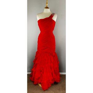 One Shoulder beaded long prom dress  WF853